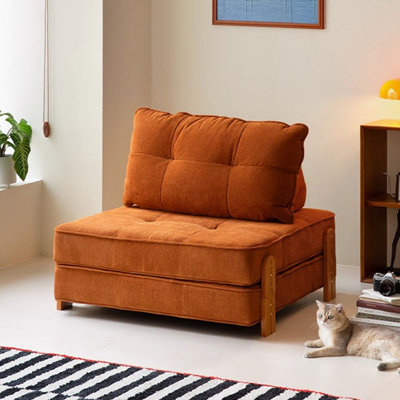 Coussin orange modulaire en velours côtelé
