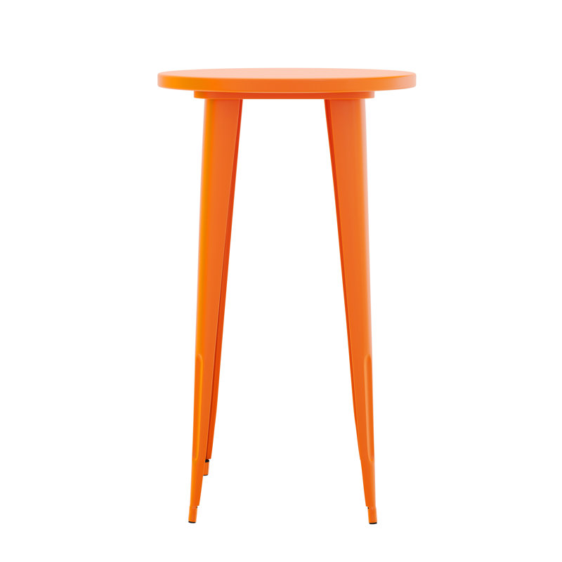 Commercial Grade Round Indoor-Outdoor Bar Height Table, 24" L x 24" W, Orange