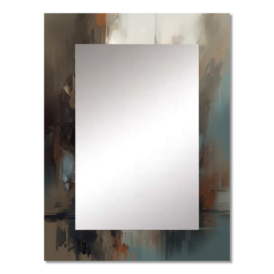 Abstract Delicate Brushstroke Painting V - Abstract Painting Large Mirror, Brown Decorative Wall Mirror, Printed Metal Art