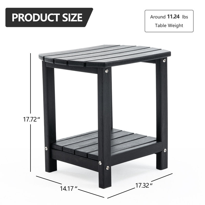 Table d'appoint de patio en PEHD Adirondack pour l'extérieur - table de bout en bois d'œuvre en polyéthylène résistant aux intempéries pour la terrasse, le jardin ou la piscine