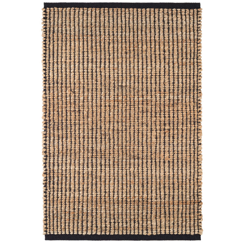 Gridwork Handwoven Jute Rug, Rectangle 3' x 5', Black/Brown