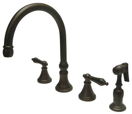 12" Deck Mount Double Handle Widespread Kitchen Faucet with Accessories