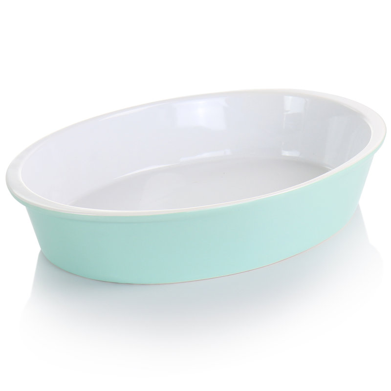 Martha Stewart 1.3 Qt. Stoneware Oval Baker, Mint