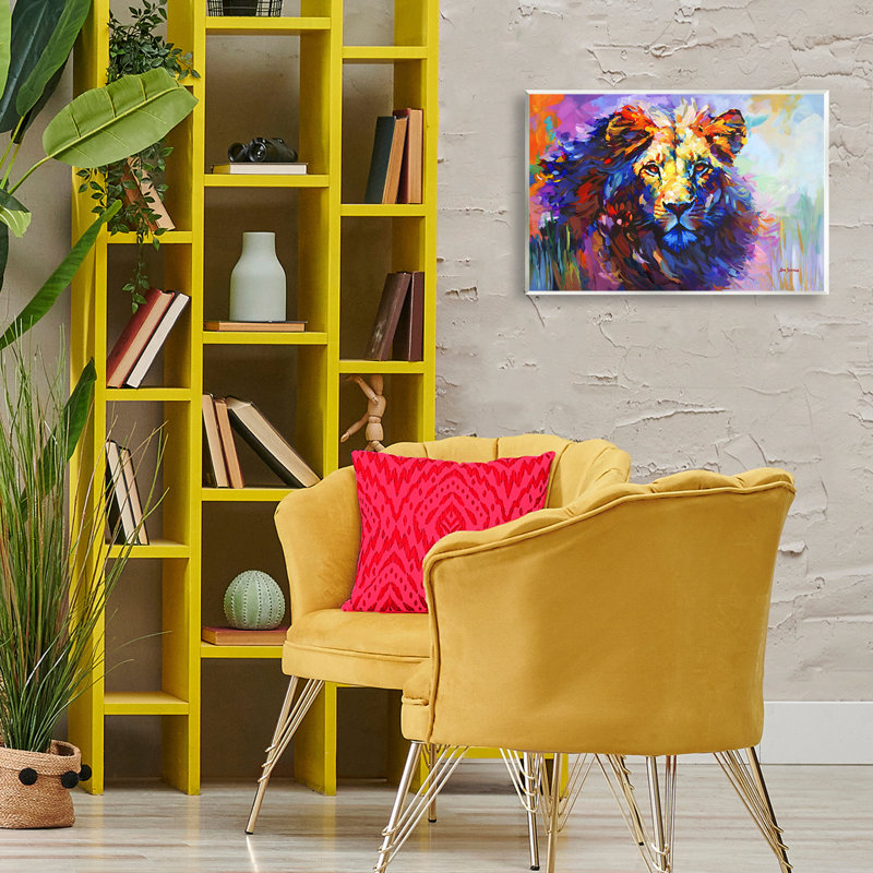 «Paint Strokes Lion» par Leon Devenice, H 13 po x l 19 po