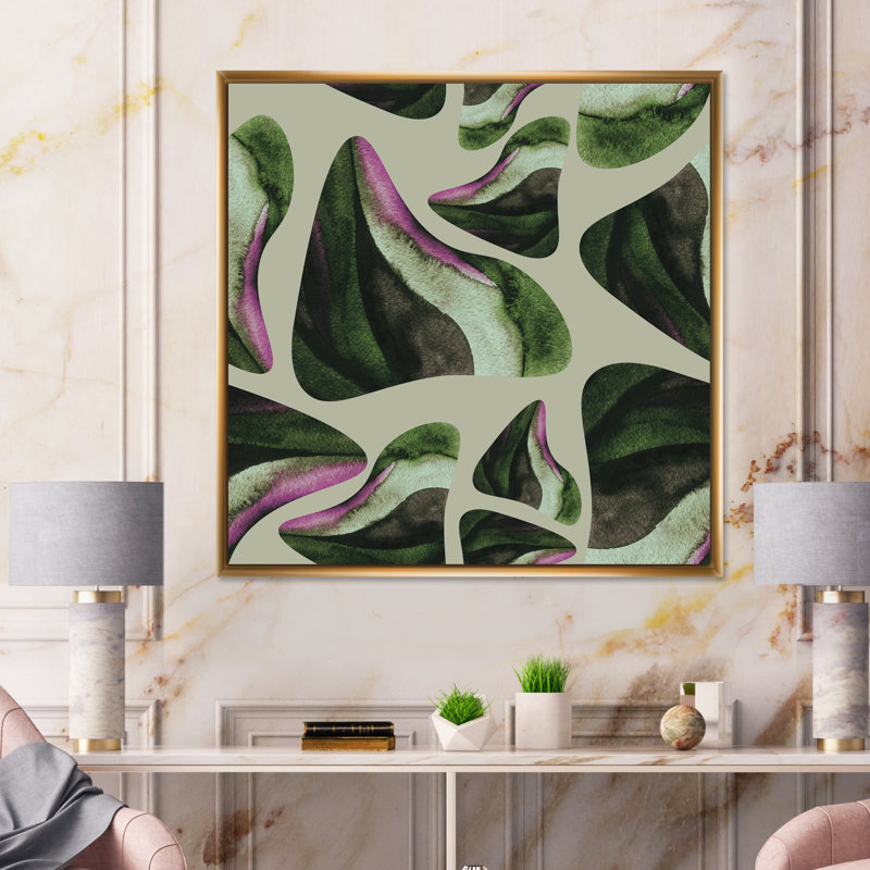 1_Abstrait vert foncé organique Elements I - impression d'art moderne sur toile, H 16 po x l 16 po x P 1 po