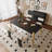 Black Rectangular Solid Wood Butterfly Leaf Dining Table-1333576992