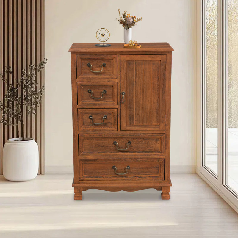 Bedroom storage cabinet with 5 drawers, Brun