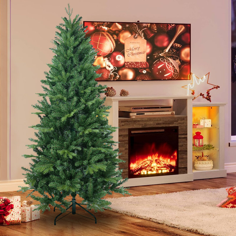 Arbre de Noël artificiel 8 pi avec 1847 pointes PE + PVC - support en métal stable, 8'