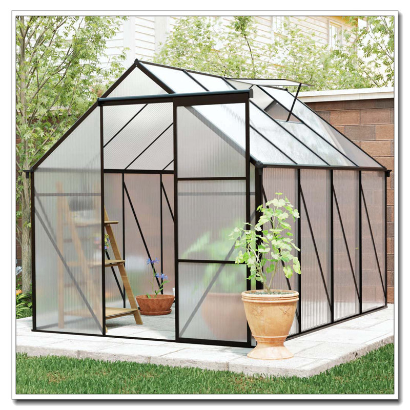 6x8 FT Polycarbonate Greenhouse Raised Base and Anchor Aluminum Heavy Duty Walk-in Greenhouses for Outdoor Backyard in All Season