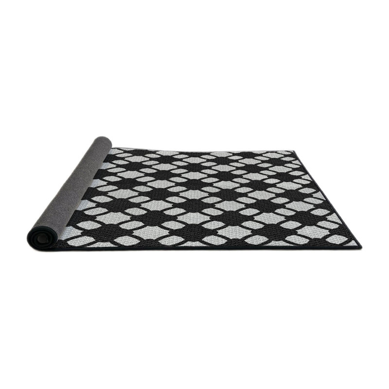 Tapis noir/blanc à motifs, Rond 4 pi