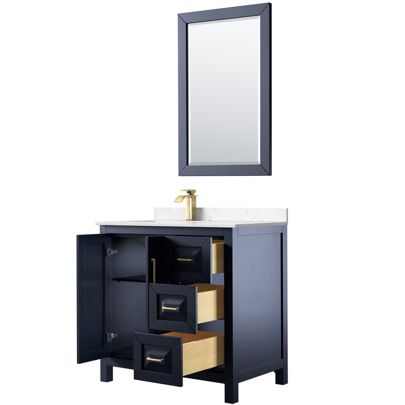 Daria 36'' W Single Vanity, Polished Chrome, Carrara Cultured Marble, Dark Gray