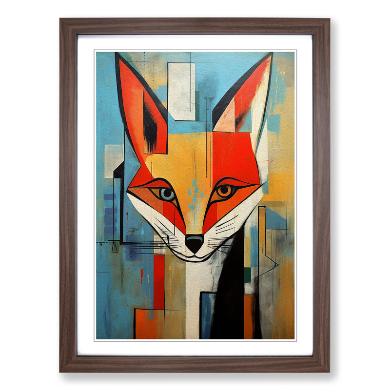 Fox Constructivism Art - Framed Print, Walnut Framed, 34cm H x 25cm W