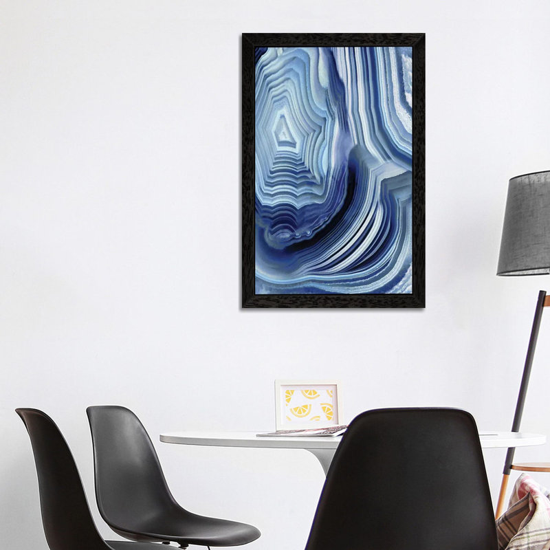 Agate Indigo I by Danielle Carson - Floater Frame Painting on Canvas, 101.6 cm H x 66.04 cm W, Black
