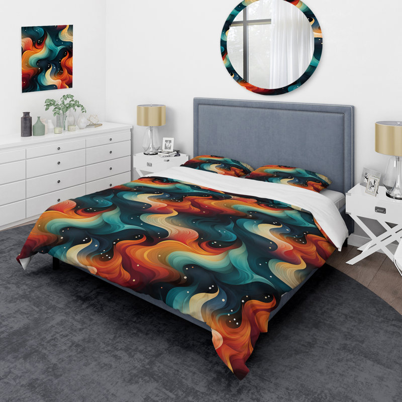 Kanyjah Cosmic Harmony - Ensemble de housse de couette abstrait - Microfibre de polyester