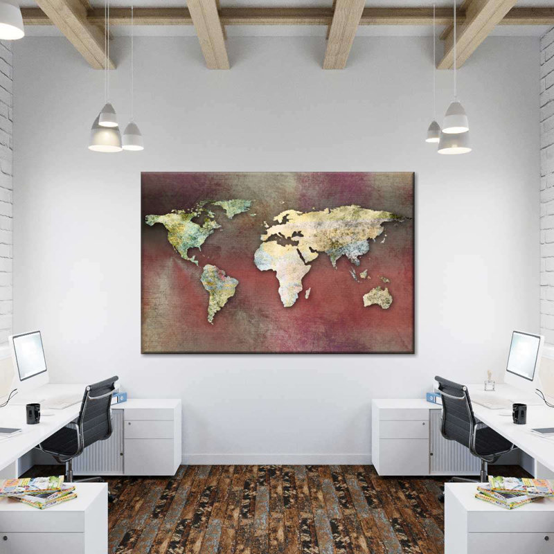 " Dreamers World Map " Print, 34" H x 51" W x 1.25" D