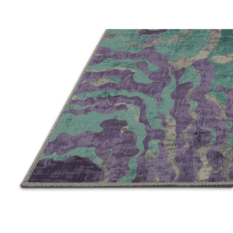 Tapis gris lavable à la machine, Rond 6 pi