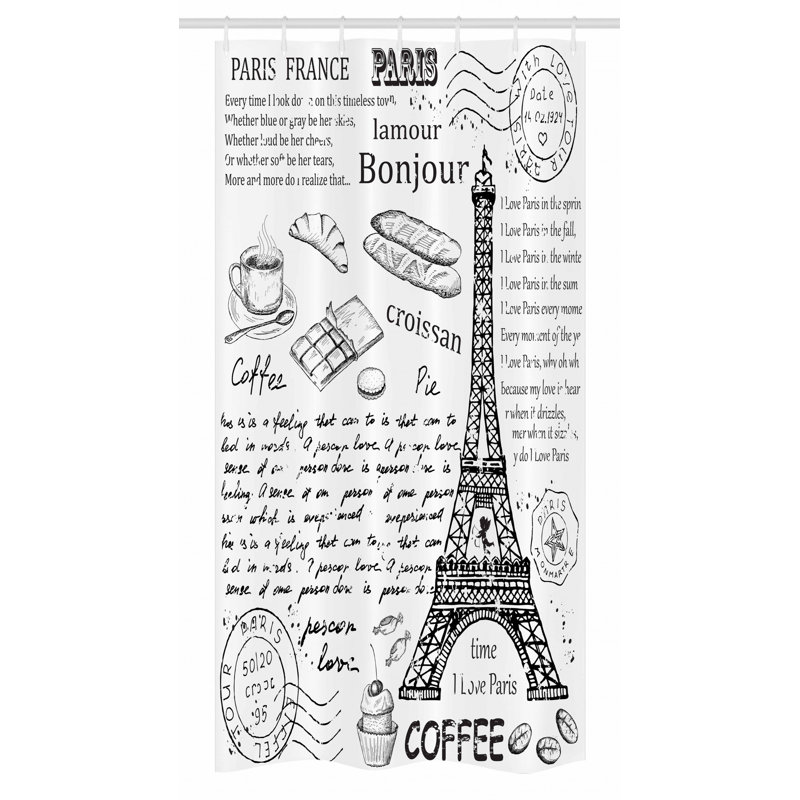 Shower Curtain with Hooks Included, 36" W x 72" L