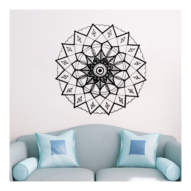Adhésif décoratif mandala yoga, Noir, H 20 po x l 22 po