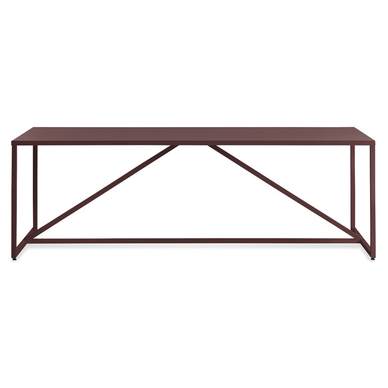 Strut Walnut Wood Dining Table, Oxblood, 35" W x 75" L, Standard (29" Height)