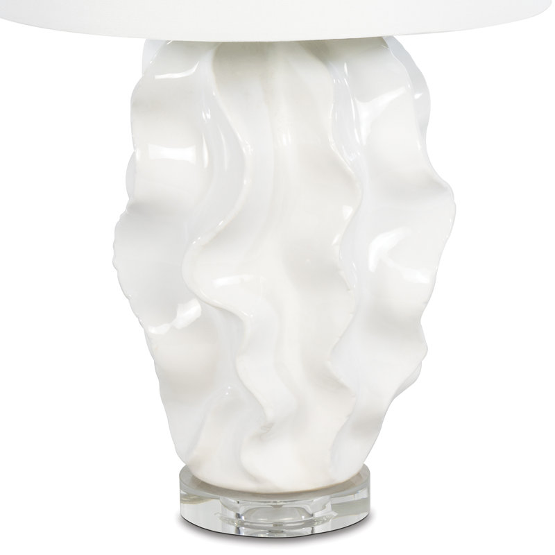 White Ceramic Table Lamp with Linen Shade
