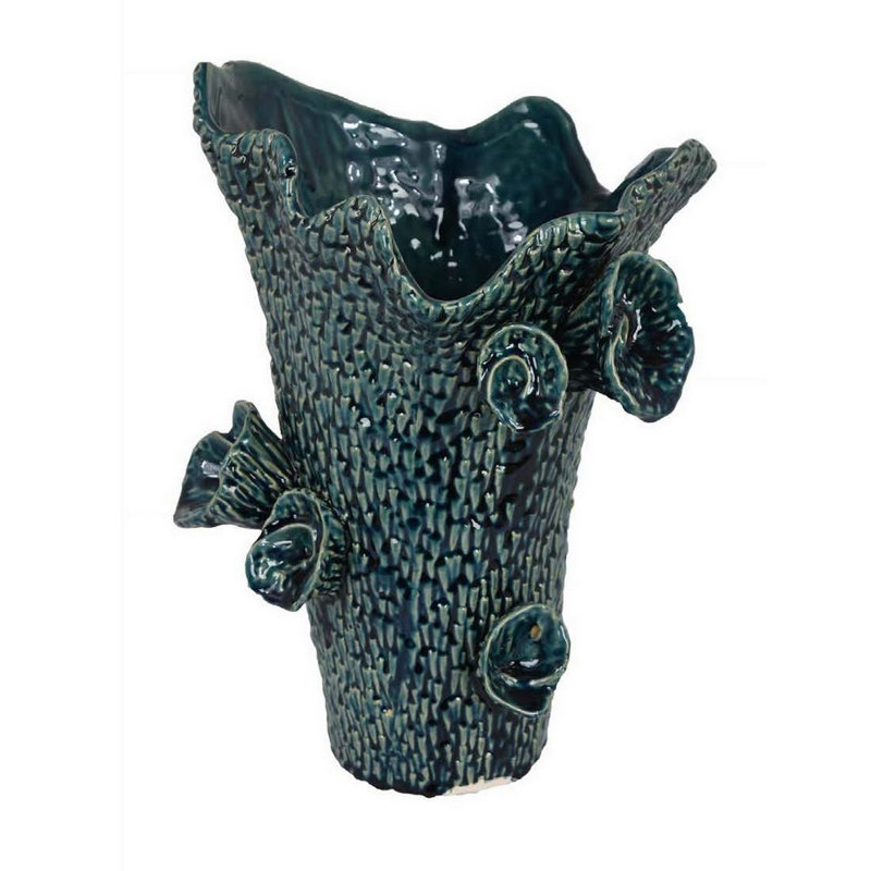 Vase Kindal avec motif de Barnacle et détails floraux, finition céramique