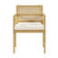 Chaises de salle à manger rembourrées Kelric Japandi avec structure en bois d'hévéa et dossier en rotin naturel pour salle à manger-134780408-134780410
