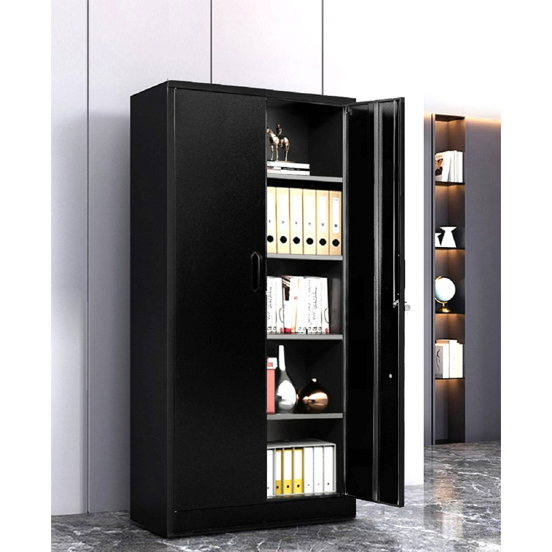 Container Furniture Direct Ironclad 71" Metal Storage Cabinet With Locking Doors And 4 Adjustable Shelves, Heavy-Duty Steel Cabinet For Garage, Laundry, Office