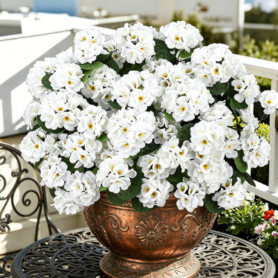 18 faisceaux de géraniums artificiels pour la décoration du printemps et de l'été, plantes artificielles résistantes aux rayons UV, bouquets de soie artificielle réalistes pour la maison