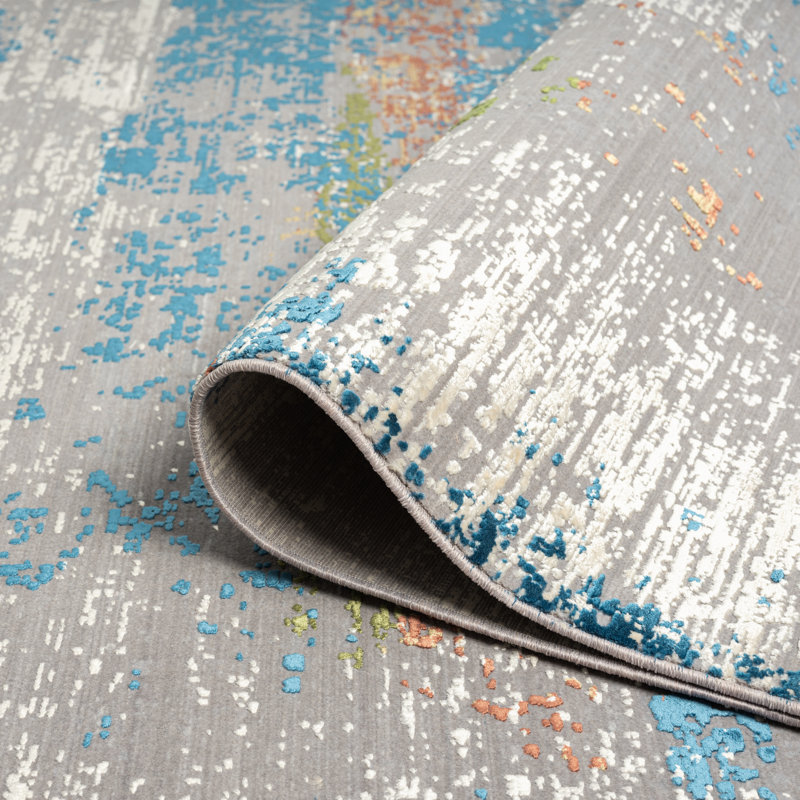 Lydian Abstract Area Rug in Gray, Runner 2'8" x 9'10"