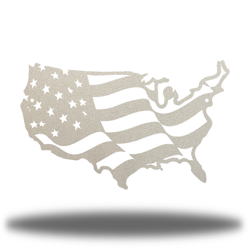 Décoration murale drapeau USA, H 5 po x l 8 po x P 0,01 po, Argent
