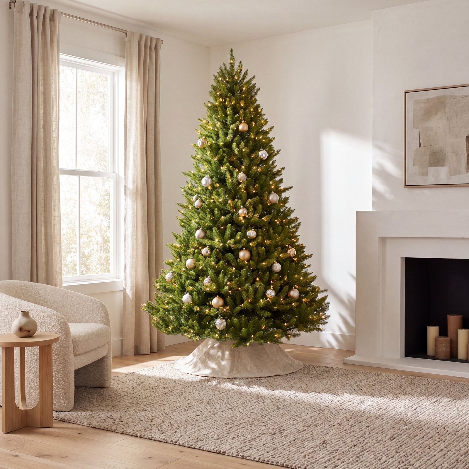 Lighted Artificial Christmas Tree, 7.5'