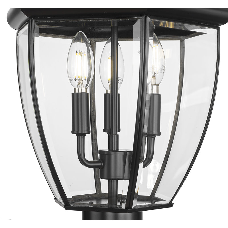 Westover 3 Light Outdoor Post Mount Fixture in Black, 125.75" H x 33.25" W x 33.25" D