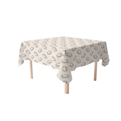 Square Tablecloth, 100% Cotton, 52X52", Football Sketch
