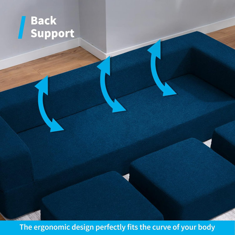 Grand canapé-lit futon convertible grand, Bleu