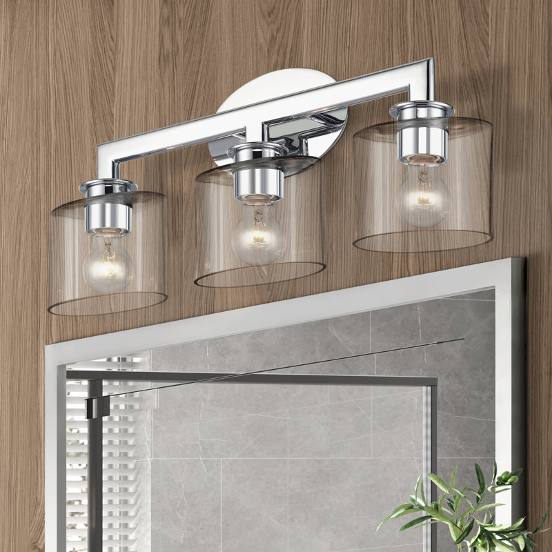5 Light Polished Chrome Extra Large Vanity Sconce With Mouth Blown Clear Glass, Polished Chrome, 3