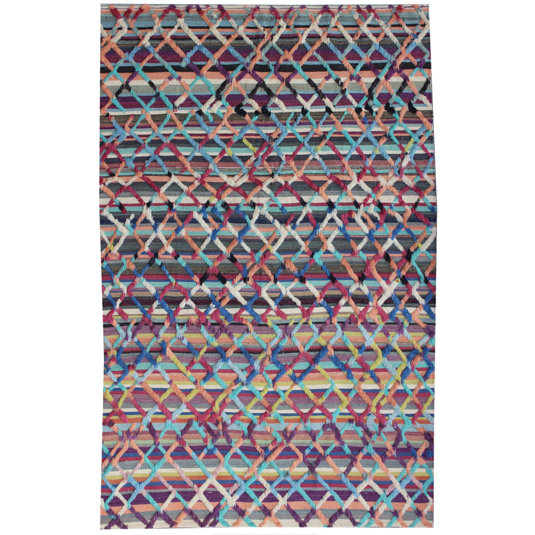Geometric Hand Knotted 202cm X 316cm Area Rug