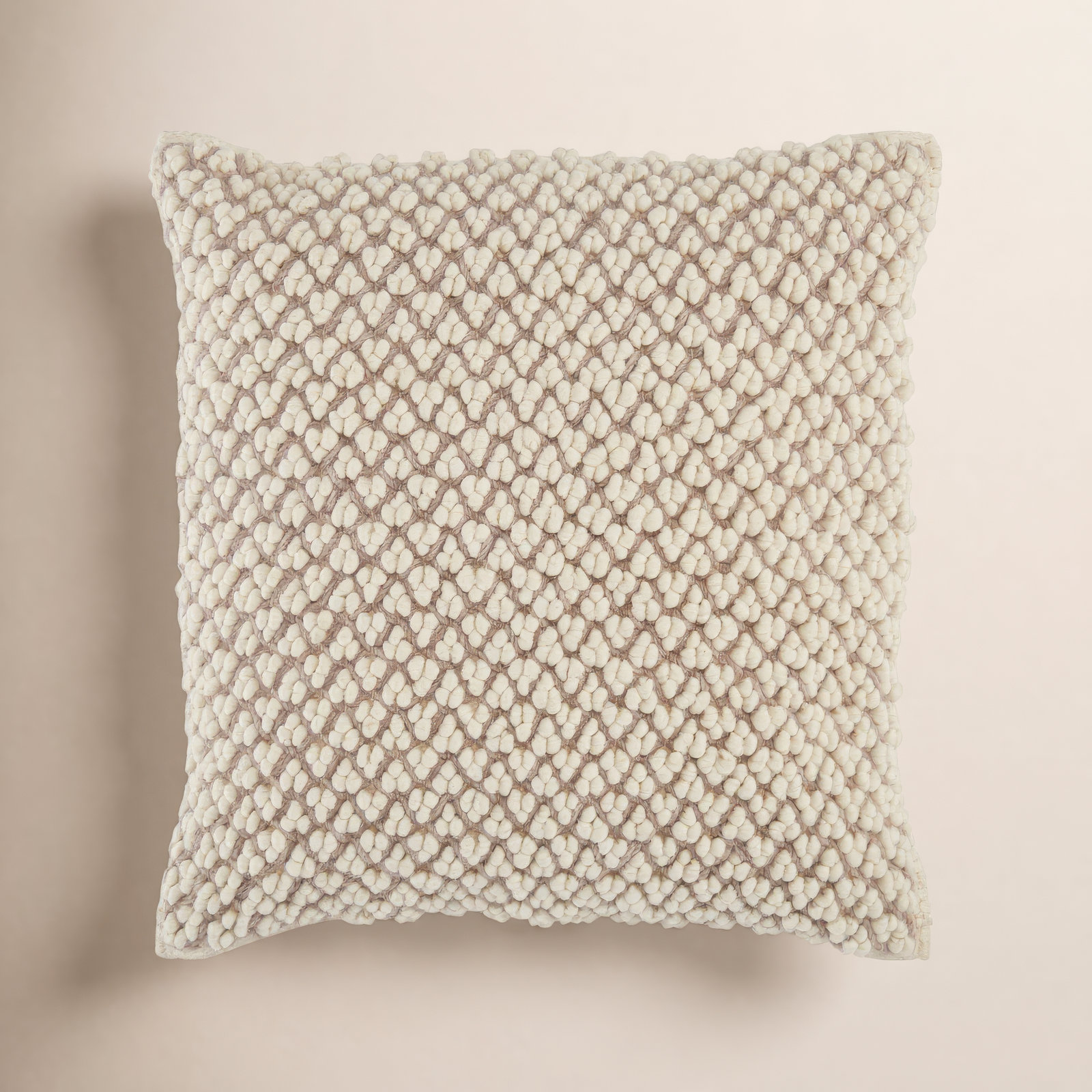 Toulon Embroidered Wool Throw Pillow, Light Taupe, Pillow Cover Only - No Insert