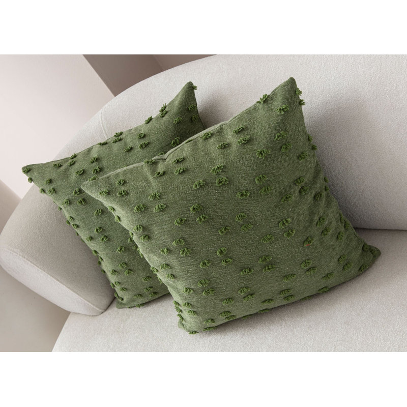 Ensemble de housse de coussin vert doux (2 pièces), 16,9 po x 16,9 po | Tissu 100% polyester, lavable à la machine | Housses de coussin décoratives durables et élégantes pour la maison, le salon et la chambre à coucher