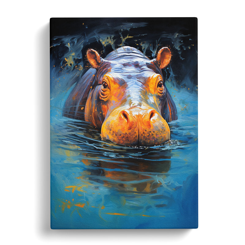 Hippo Abstract - Wrapped Canvas, 76cm H x 50cm W x 3cm D