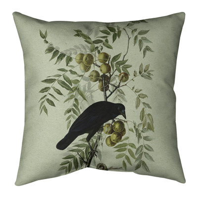 Housse de coussin carrée et insert John James Audubon American Crow