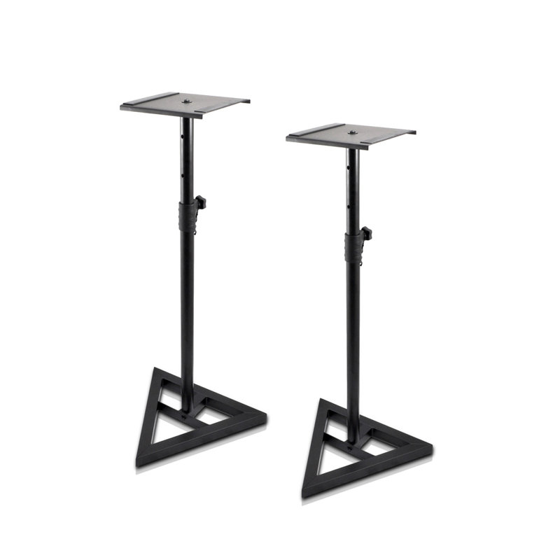 Adjustable Black Steel Speaker Stands with Triangle Base