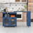 Rolling Kitchen Island with Extended Table, Kitchen Island with LED Light, Power Outlets and Storage-1316368942