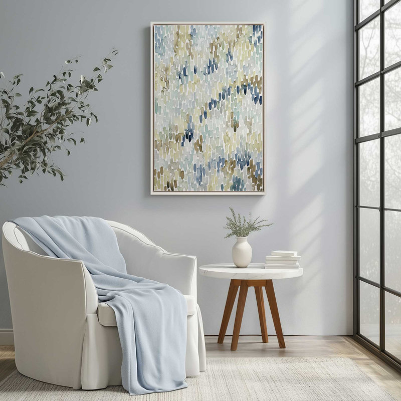 «Fluid Abstracts in Earthy Blues II», reproduction sur toile, H 30,75 po x l 20,75 po, Noir satiné