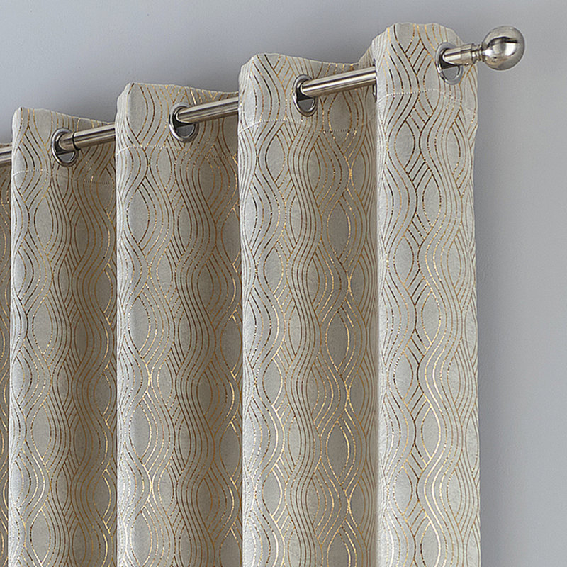 Spiller Room Darkening Curtain Pair, Gold, 168 W x 183 D cm