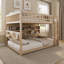 Lit superposé double au-dessus de double avec tablettes intégrées, lumières à changement de couleur et panneau perforé, beige-1429249482