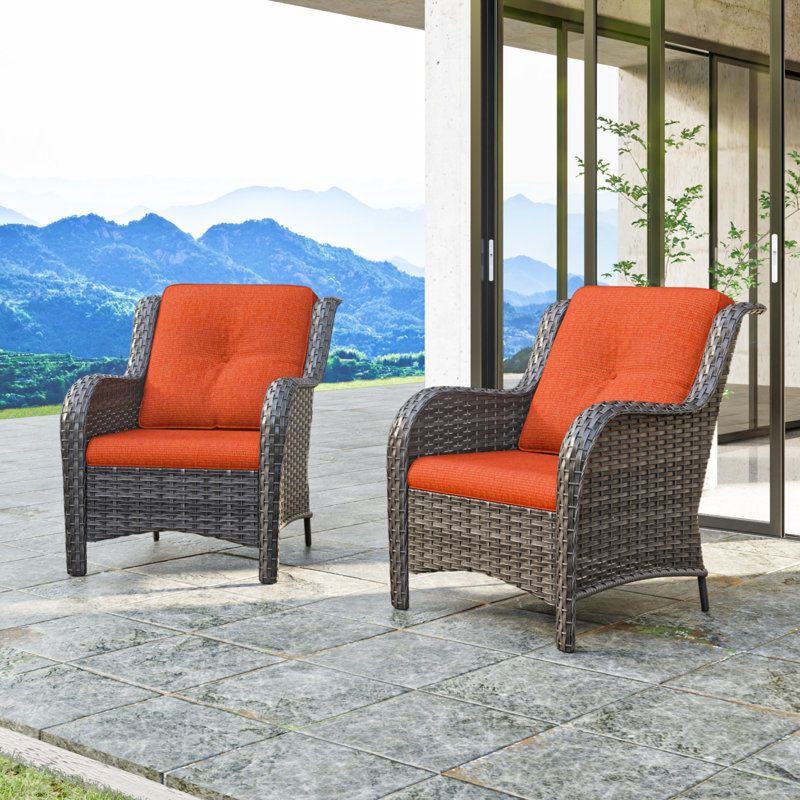 Ragne Wicker Outdoor Lounge Chair, Orange