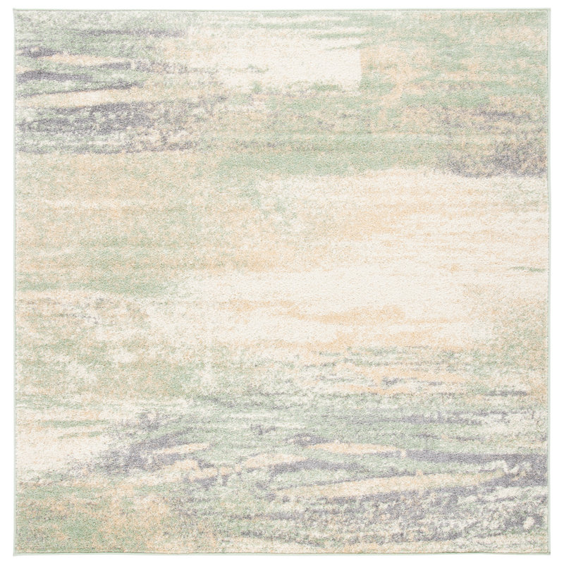 Algonquin Performance Abstract Rug, Square 12', Ivory/Green