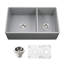 Petit lavabo double droit à tablier frontal en argile réfractaire de 33 po avec crépine et grilles Houzer-102787568
