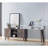 Home Entryway Console Table with Multi- Storage Compartments, Display Cabinet, Hazelnut and White