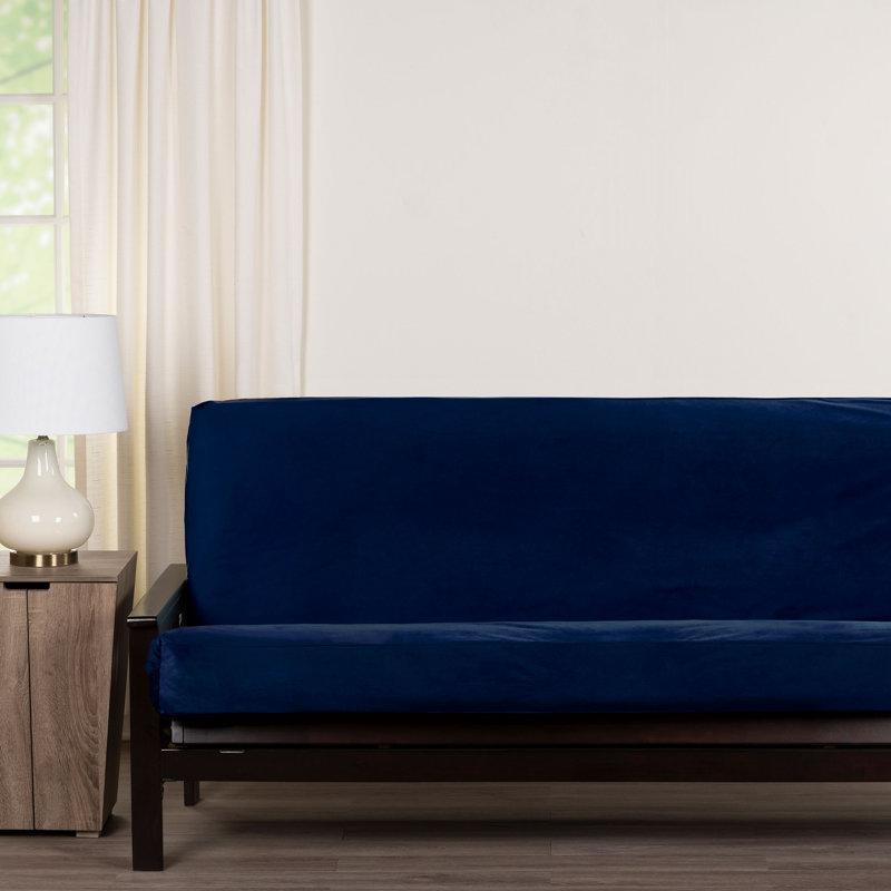 Housse pour futon Velvet-Soft, Polyester bleu marine